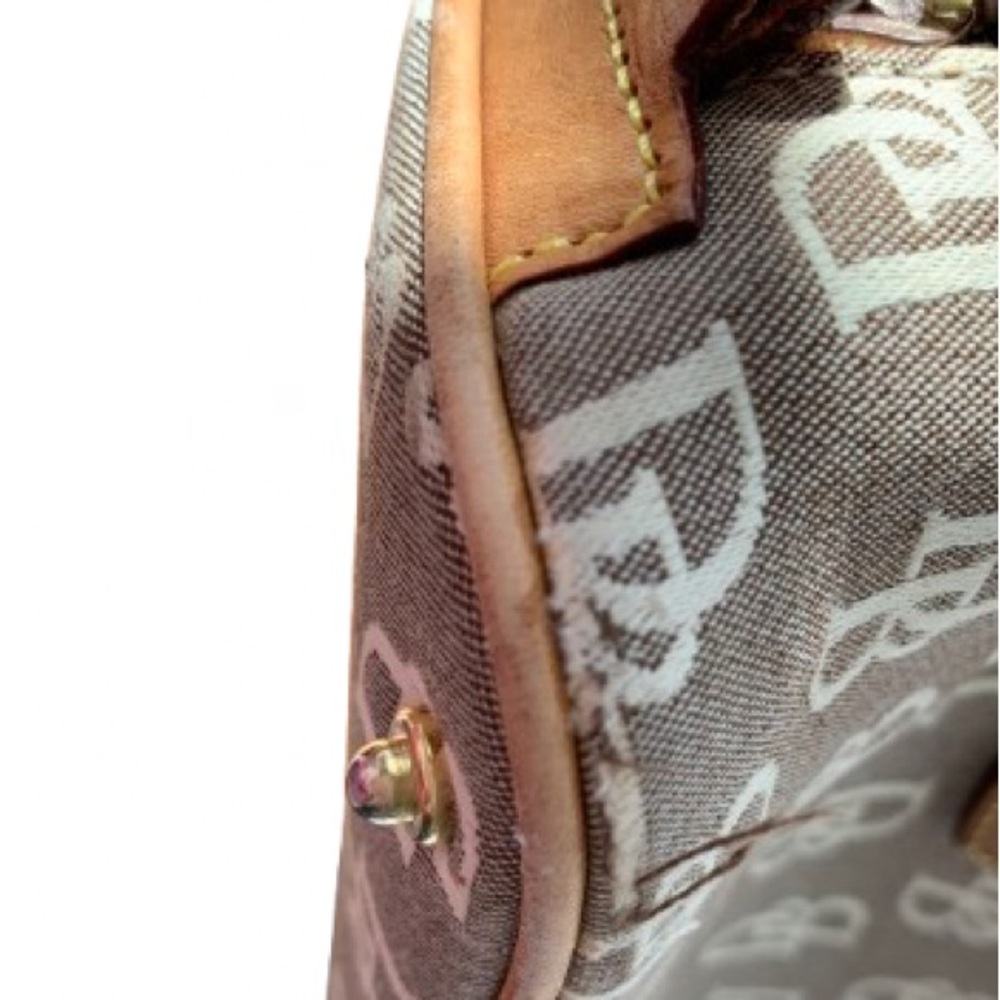 DOONEY & BOURKE Small Domed Pocket Satchel Bag Tan Logo Canvas Leather Trim - Picture 11 of 16